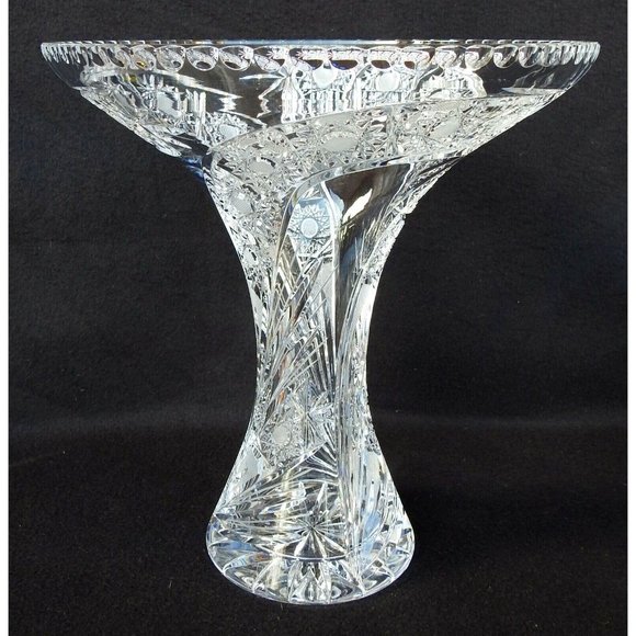 Vintage Large 12" Spiral Hand Cut Lead Crystal Glass Statement Vase - Picture 3 of 16